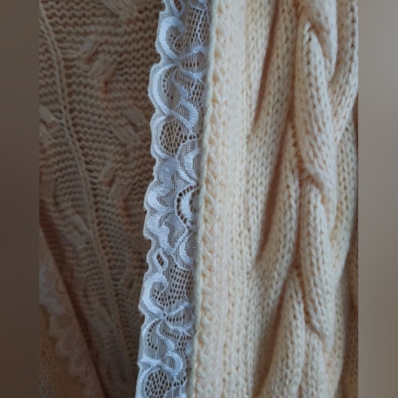 By O La La Yellow Cable Knit Hooded Long Sweater Jacket Cardigan Mohair Blend OS - Picture 4 of 6